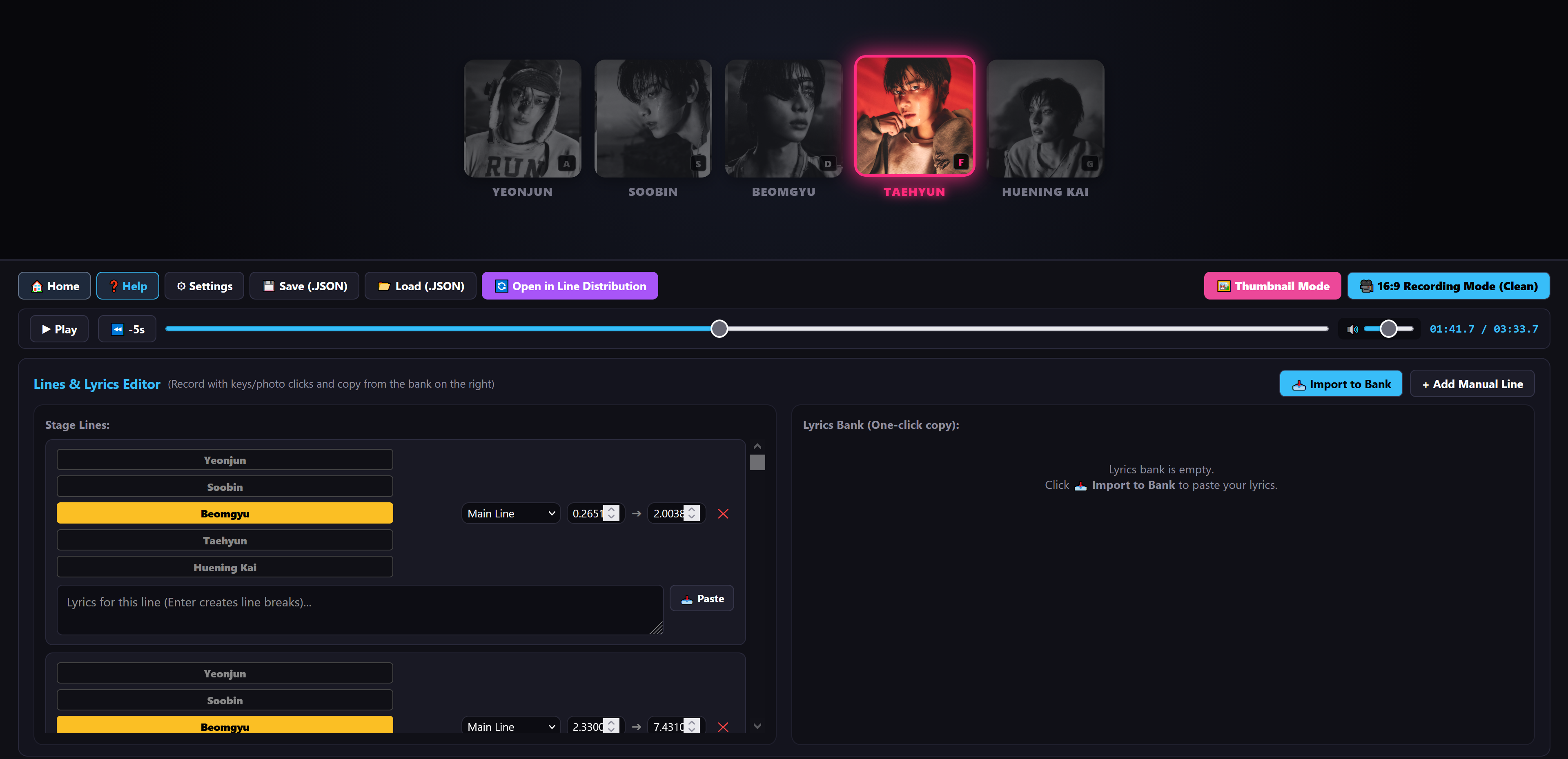 Color Coded Lyrics Studio Preview