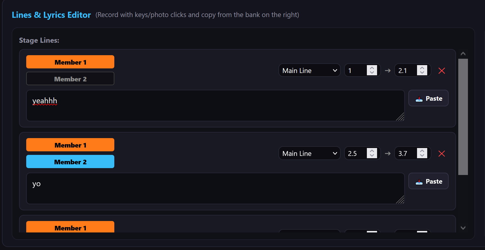 Recorded Lines Editor
