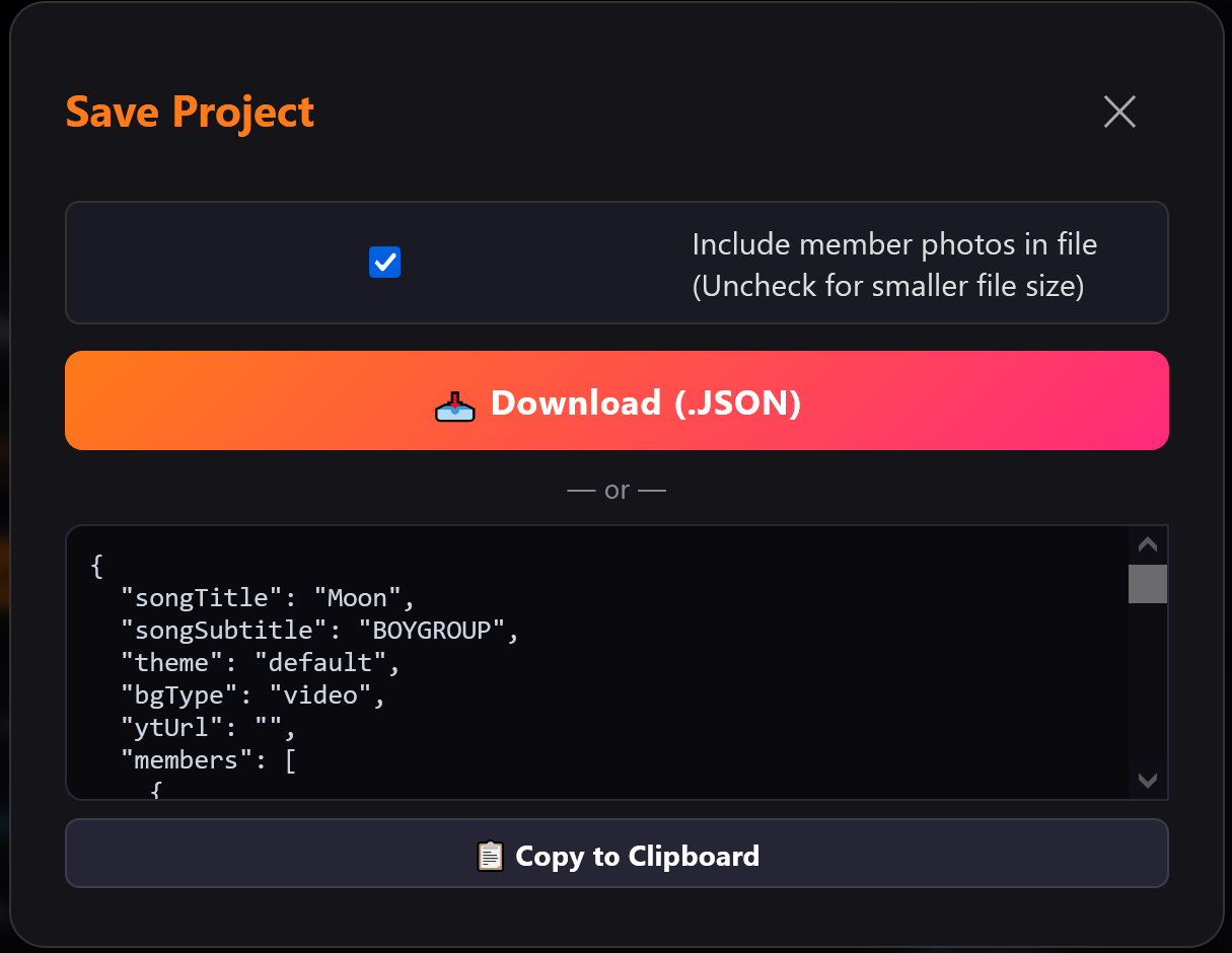 Save and Load Modal